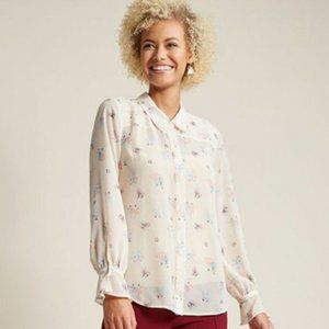 ModCloth Dancing Ballerina & Floral Blouse